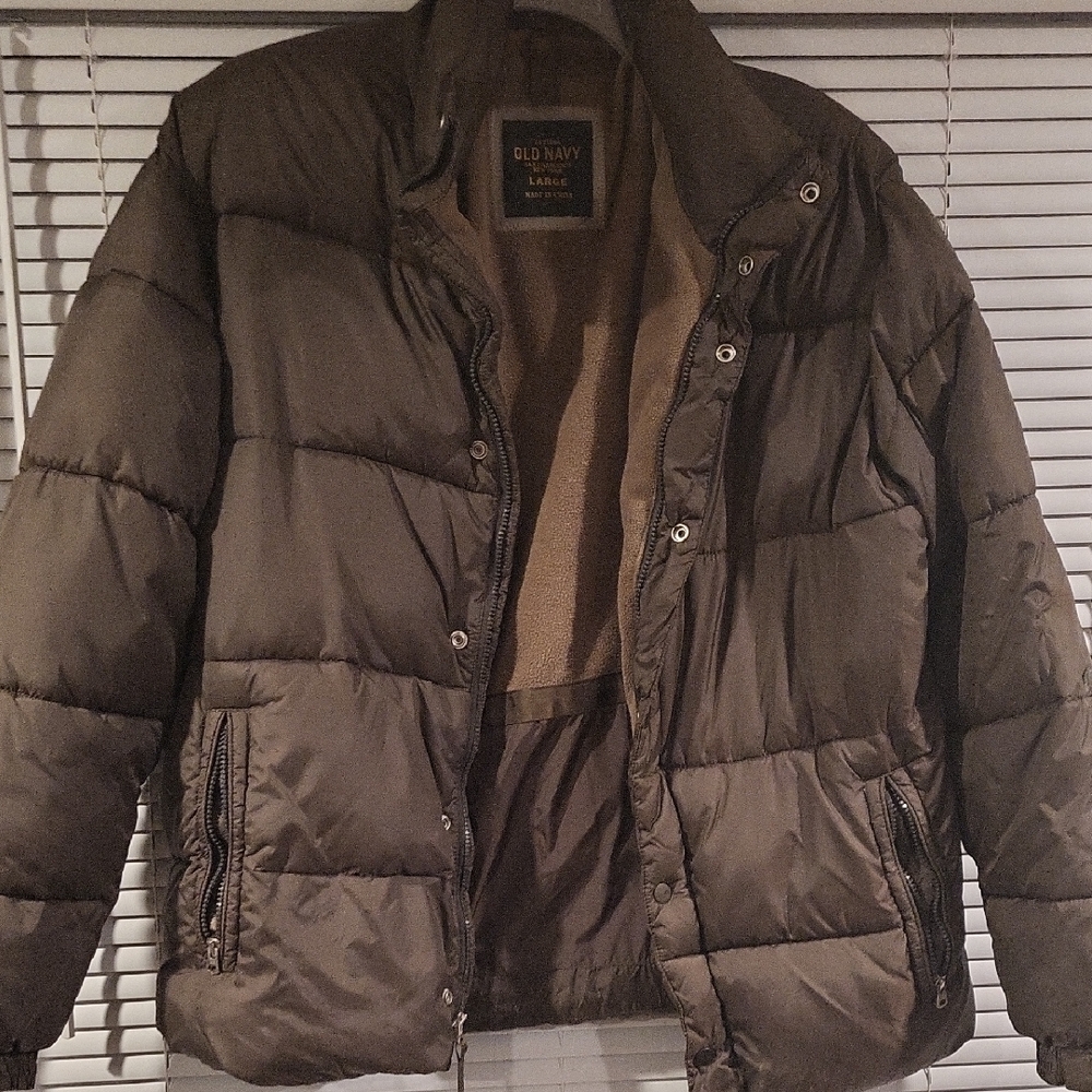 Old Navy Men's Dark Brown Puffer Jacket L
